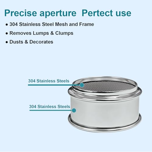 Full 304 Stainless Steel Mesh Sieve Screen, LVDALAB 24 Mesh(0.8mm) Aperture, 2.4inch(6CM) Dia Standard Sample Analysis Test Sieves Sifters Strainer for Industrial Laboratory Homes - size: 24 Mesh(0.8mm)/Ф2.4in(6CM)