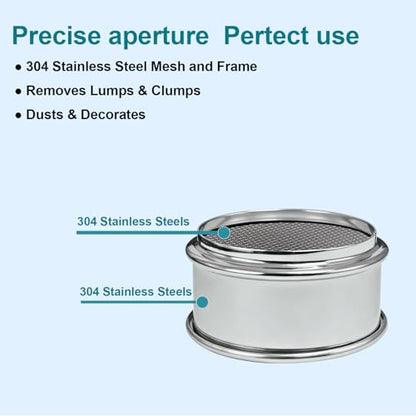 Full 304 Stainless Steel Mesh Sieve Screen, LVDALAB 24 Mesh(0.8mm) Aperture, 2.4inch(6CM) Dia Standard Sample Analysis Test Sieves Sifters Strainer for Industrial Laboratory Homes - size: 24 Mesh(0.8mm)/Ф2.4in(6CM)