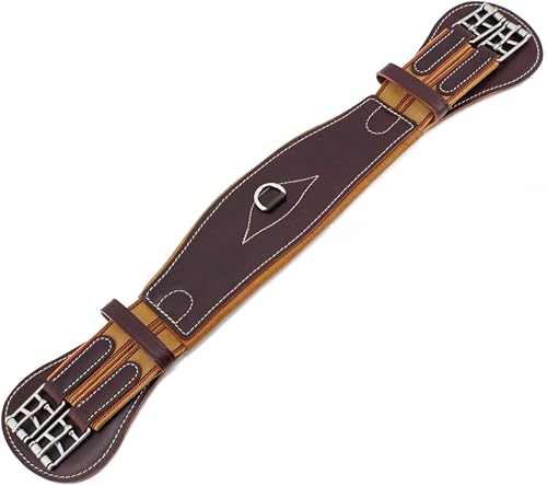 Jeereal English Dressage Girths,Breathable Horse Girth for English Saddle,Premium Equestrean Gear,Made Genuine Leather - size: 32"