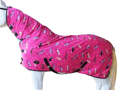 Challenger Horse Polar Fleece Cooler Exercise Blanket Wicks Moisture 43EE01N - color: Pink Pony, size: 64 inches