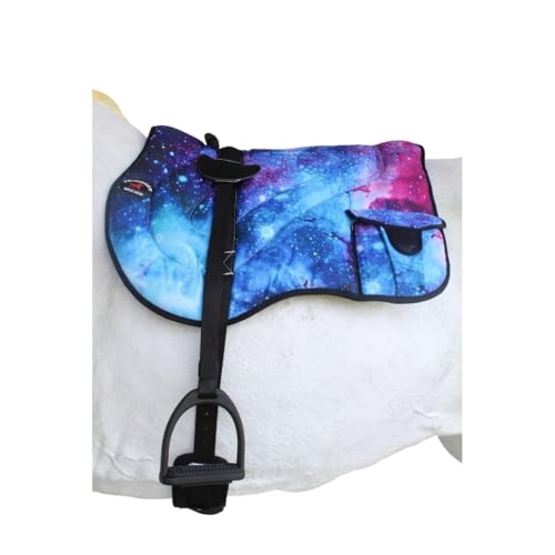 Horse Neoprene Padded Anti-Slip Bareback Saddle Pad Blue Plaid 39TS04 - color: Galaxy, size: 24" L x 35" W