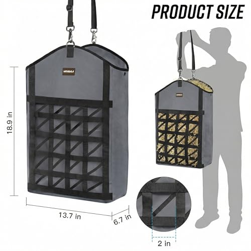 3Pack Ultra Slow Feed Horse Hay Bag Net Front,(1 Black+2 Grey) - color: 1 Black+2 Grey