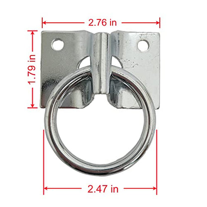 2-in Hitch Ring with Plate, Hitching Ring Hooks, Wall Mount, Zinc-Plated, Animals Tie Downs, Home and Farm Applications, 400lbs Safe Working Load (2-Pack) (with Screws)