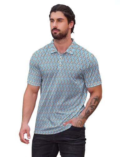 Funny Golf Shirts for Men, Quick Dry Moisture Wicking Polo Shirts - color: Breakfast Balls1, size: Medium