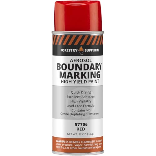 Forestry Suppliers Boundary Marking Paint – 12 oz Aerosol Spray for Property Lines, Surveying, and Land Management (Red) - color: Red