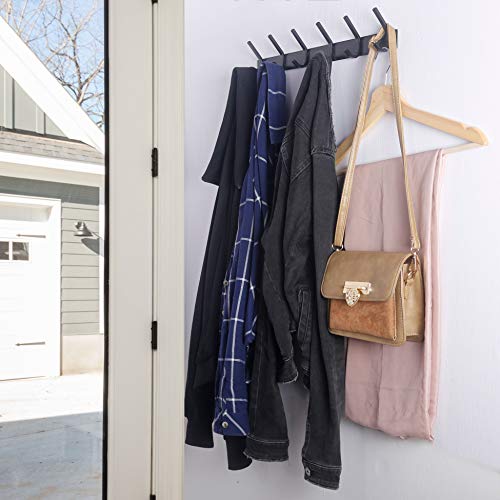 WEBI Coat Rack Wall Mounted,17-1/8 Inch Coat Hooks for Hanging Coats,Heavy Duty Metal Hook Rack Rail with 6 Double Dual Hooks Coat Hanger Wall Mount for Clothes Jacket,Black,2 Packs - size: 6 Hooks(2 Pcs)