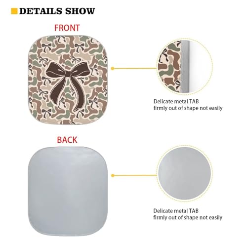 Windshield Sun Shade Foldable Brown Camo Bow Auto Front Window Sunshades for Most Windshield, Auto Sun Heat and UV Rays Blocker Keep Your Car Cool, 28.5"×25.5" - color: Brown Camo Bow