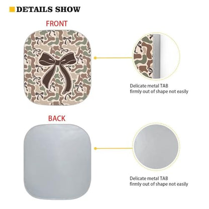 Windshield Sun Shade Foldable Brown Camo Bow Auto Front Window Sunshades for Most Windshield, Auto Sun Heat and UV Rays Blocker Keep Your Car Cool, 28.5"×25.5" - color: Brown Camo Bow