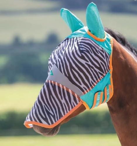 Shires Fine Mesh Fly Mask with Ears & Nose — UV Protection Zebra Print/Pony / 2-Pack
