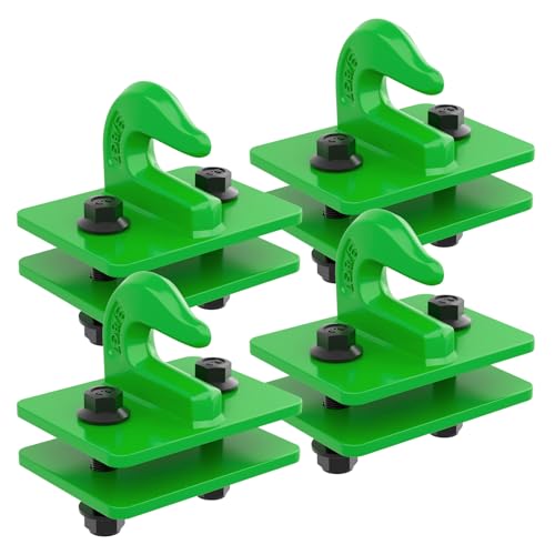4 Pack 3/8" Tractor Bucket Grab Hooks, Grade 70 Forged Steel Bolt On Grab Hook with Backer Plate, Heavy Duty Tow Hook for Tractor Bucket, Loader, Truck, UTV, RV, 15,000 lbs,Green - color: Green, size: 4 Pack