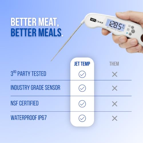F1 Digital Meat Thermometer - Fast, Accurate, Waterproof - Great for Cooking, Grilling, Baking, Frying - color: Cloud White