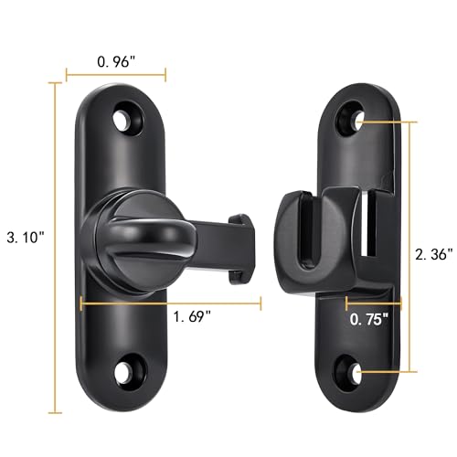 Black 90/180 Degree Barn Door Latches,Flip Gate Lock - color: Black