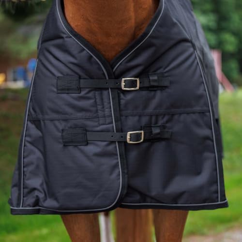 Glacier 600D Midweight Turnout Blanket (82, Black) - size: 82
