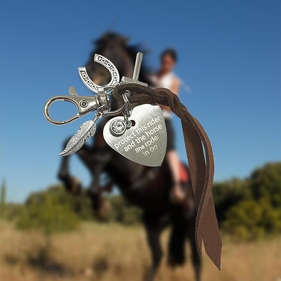 Protect This Rider and The Horse She Rode in On-Saddle Charm, Saddle Heart Charm, Equestrian Riding Gift,Horse Lovers Gifts - color: he