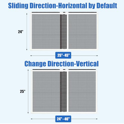 6 Pack Expandable Window Screen, 2 Way Adjustable Sliding Window Screen, Horizontal (24" H x 25" - 45" W), Horizontal and Vertical Adjustable, Replacement Screen for Window, Window Screens Mesh - size: 24"H x 25"-45"W