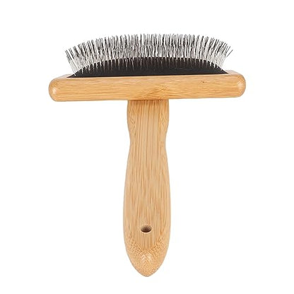 Sheepskin Wool Brush, Sheepskin Wool Wire Brush with Hole Cushion, Macrame Slicker Comb Pet Slicker Brush with Wood Handle for Grooming, Removing Shedding and Dirt (L) - size: L