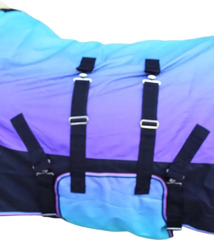 Challenger 1200D Turnout Waterproof Rain Horse Sheet Light Winter Blanket 394B - color: Ocean Ombre, size: 60 inches