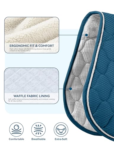 Harrison Howard 3D Air Mesh Saddle Pad for Horses – Breathable Shock-Absorbing All-Purpose English Saddle Pad - color: Teal