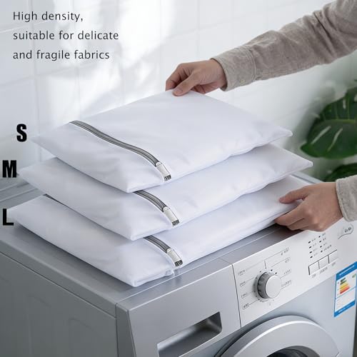 3Pcs Mesh Laundry Bags with Sturdy Zipper,washing Bags for Washing Delicates,Protect Clothes in Washing Machine for Home, College & Dorm (Large+Medium+Small) - size: Large+Medium+Small