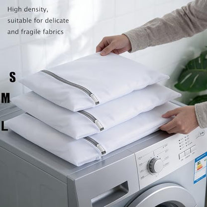 3Pcs Mesh Laundry Bags with Sturdy Zipper,washing Bags for Washing Delicates,Protect Clothes in Washing Machine for Home, College & Dorm (Large+Medium+Small) - size: Large+Medium+Small