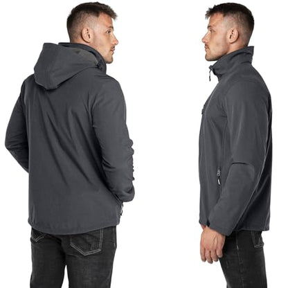 Outdoor Ventures Men's Softshell Jacket Waterproof Fleece Rain Shell Coat - color: Darkgrey Melange, size: Small