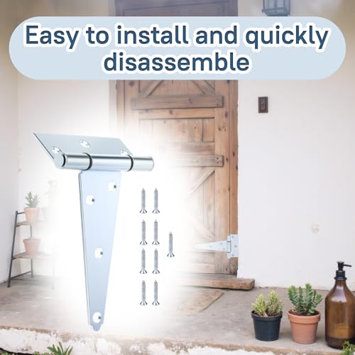 5" Zinc Plated Gate Hinges, 10 Pack T Strap Hinges Heavy Duty for Fence - color: Zinc, size: 5" - 10pack