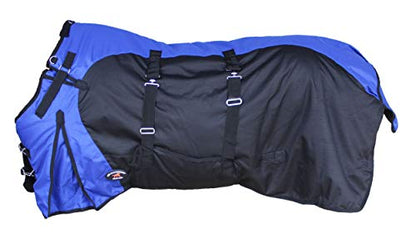 CHALLENGER 1200D Horse Turnout Waterproof Heavy Weight Winter Blanket 5EE20RB - color: Royal Blue Black, size: 60"
