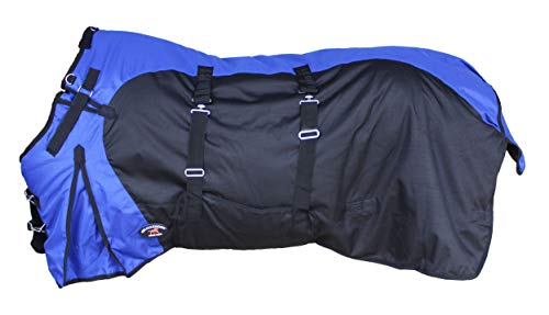 Challenger 1200D Horse Turnout Waterproof Heavy Weight Winter Blanket 5EE20RB - color: Royal Blue Black, size: 76 inches