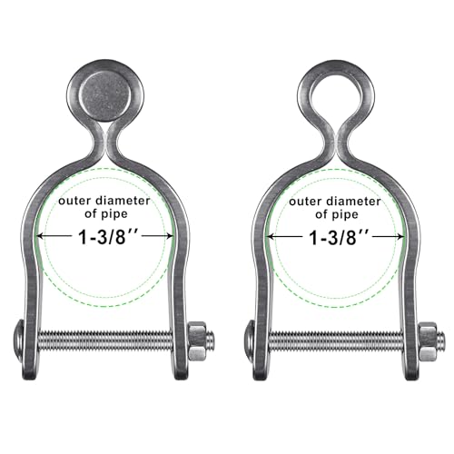 Insaga 2 Pack 1-3/8" Heavy Duty Chain Link Fence Gate Hinges, 304 Stainless Steel T-Post & Pipe Gate Hinge Kit with Frame and Post Brackets, Bolts & Nuts Included for Farm, Cattle, and Chain Link Gate - color: Lightweight, size: 1-3/8''-2Pack