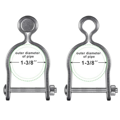 Insaga 2 Pack 1-3/8" Heavy Duty Chain Link Fence Gate Hinges, 304 Stainless Steel T-Post & Pipe Gate Hinge Kit with Frame and Post Brackets, Bolts & Nuts Included for Farm, Cattle, and Chain Link Gate - color: Lightweight, size: 1-3/8''-2Pack