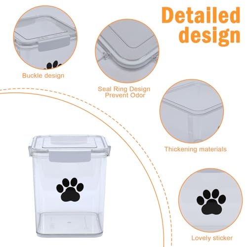 4L Dog Food Storage Container,Airtight Pet Food Storage Containers with Buckle-Lock Lids & Spoon,Plastic Cat Food Bin BPA Free,Dog Treat Container for Dog, Cat, Bird Seed - Bright White