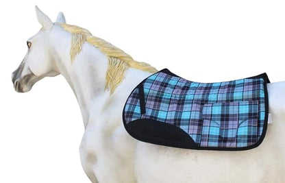 Horse English All-Purpose Neoprene Shock Absorbing Plaid Saddle Pad 72TS29 - color: Turquoise Plaid