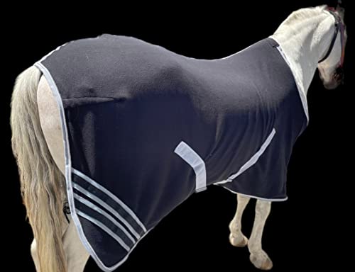 Majestic Ally Anti Pill Fleece Horse Blanket /Sheet with Silver Braided Rope (Black, 78) - color: Black, size: 78