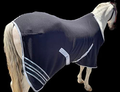 Majestic Ally Anti Pill Fleece Horse Blanket /Sheet with Silver Braided Rope (Black, 78) - color: Black, size: 78