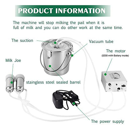 3L Cow Electric Rechargeable & Portable Battery Powered Milking Machine - color: Cow, size: 3LBattery