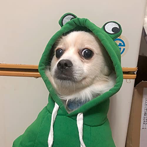 Dog Hoodie Basic Sweater Coat Cute - Frog Shape Warm Jacket Pet Cold Weather Clothes Outfit Outerwear for Cats Puppy Small Medium Dogs（XL） - color: Green Frog, size: X-Large