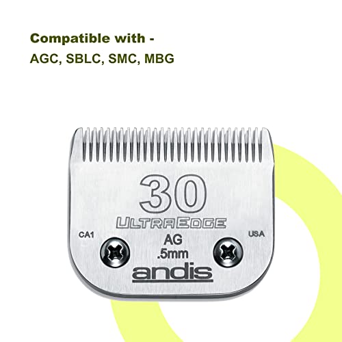 Andis 64075 UltraEdge Blade, Size 30, 1/50in, Chrome, for Larger Animals - style: 30 Blade (Pack of 1)