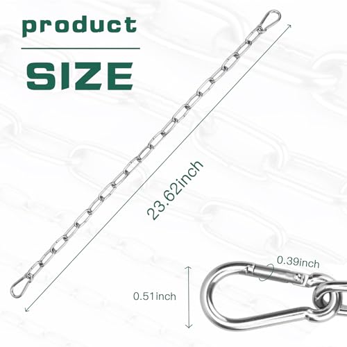 2PCS Stainless Steel Gate Chain Lock - 24 Inch Chain Link with Double-Ended Carabiners for Outdoor Fence and Metal Gates - Secure Gate Latches and Locks for Cow, Horse, Dog, Pet Cages - size: 2 Pack