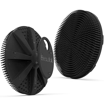 Silicone Body Scrubber, BEAUTAIL Gentle Exfoliating Shower Brush for Body | Hygienic Silicone Loofah, Easy-Grip Handle, Soft Bath Essential Scrubber for Sensitive Skin, Women, Men & Kids, 1 Pack, Black - color: Black 1 Pc