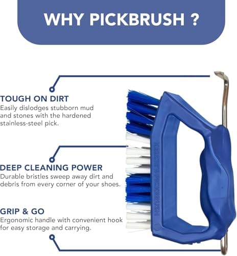 Kelcie's Handheld Shoe Cleaning Brush with Pick for Cleaning Mud Off Shoes in Minutes - Boot Brush & Cleat Cleaner for Golf, Soccer & Other Outdoor Footwear - Heavy-Duty Stiff Bristles Boot Scrubber