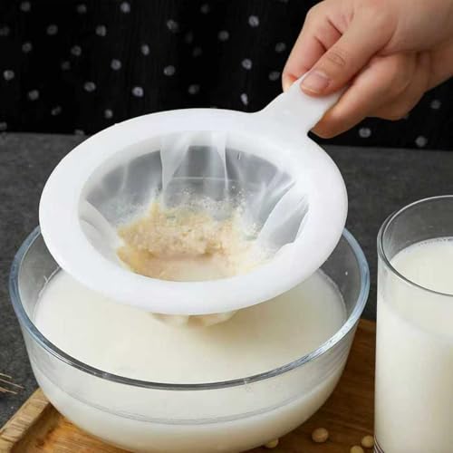 Fine Mesh Strainer with Handle, Nylon Filter Sieve for Kitchen Use, Ideal for Coffee Soy Milk Yogurt Juice Filtering (200Mesh-1PCS) - size: 200Mesh-1PCS