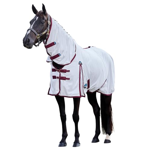 WeatherBeeta ComFiTec Essential Fly Sheet Combo, White/Burgundy, 60" - color: White/Burgundy, size: 60"