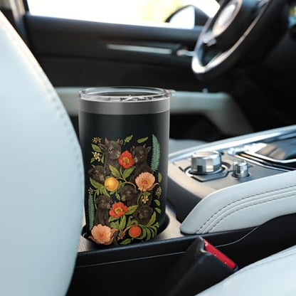 cute baby coat flower Stainless Steel Insulated Tumbler - color: Black
