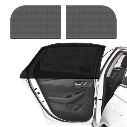 Car Window Shades, UV Protection Vehicle Front Rear Side Mesh Sunshade Curtains, Breathable Heat Block Window Screen Cover Fits for Most Cars, Car Accessories (Car Rear, 2 PCS) - color: Car Rear 2 PCS