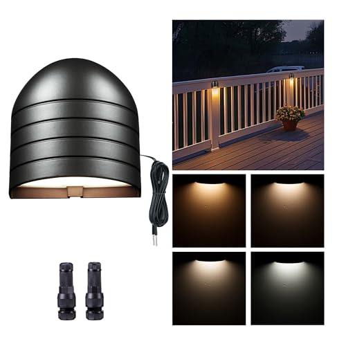 Low Voltage Deck Light - 12V LED Step Light Outdoor, 2700K/3000K/3500K/4000K/5000K Adjustable, IP65 Waterproof Hardwired Aluminum Black Lighting for Yard Fence Handrail Wall - color: Black (Wiring Required), size: 1 Pack