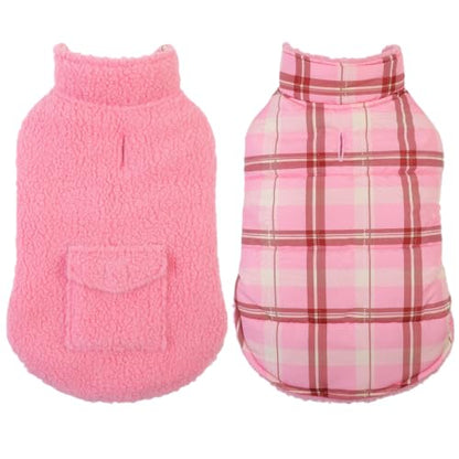ASENKU Dog Winter Coat, Reversible Dog Jacket for Small Medium Large Dogs - color: Light PInk, size: X-Small