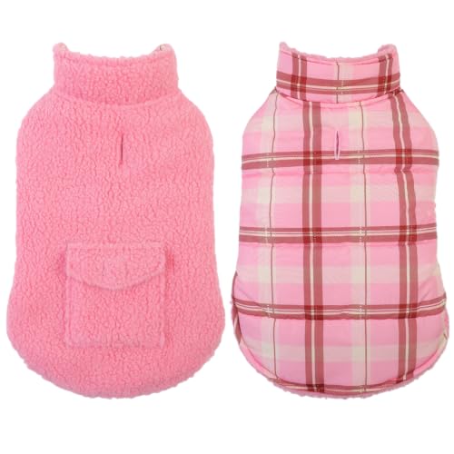 ASENKU Dog Winter Coat, Reversible Dog Jacket for Small Medium Large Dogs - color: Light PInk, size: Small