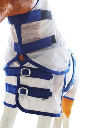 Challenger Miniature Weanling Donkey Pony Horse Foal Summer Fly Sheet 51807 - color: White Royal Blue, size: 36 Inches