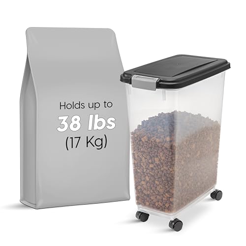 IRIS USA Dog Food Storage Container, Up to 38 lbs, Black, Made in USA - color: Black, size: 38 lbs