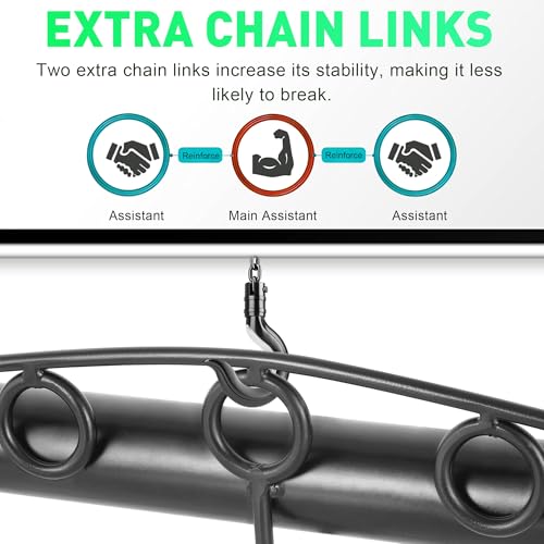 Livestock Chain Link Fence Stretcher Puller, 5-Hook Bar, Black | Chain-link fencing pulling tool with 2 extra chain link for reinforced tension stability, fits fence building & repair work